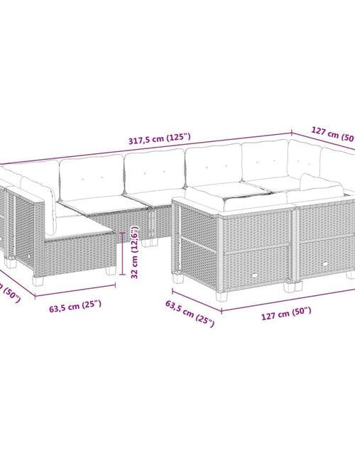 Încărcați imaginea în vizualizatorul Galerie, Set canapele de grădină, 9 piese, cu perne, bej, poliratan
