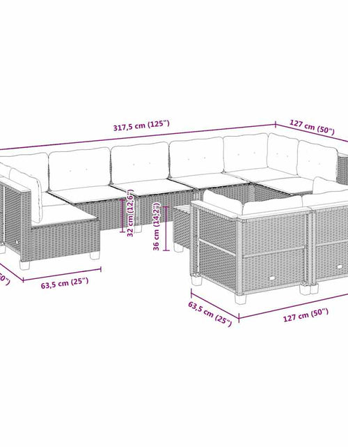 Încărcați imaginea în vizualizatorul Galerie, Set canapele de grădină cu perne, 10 piese, bej, poliratan
