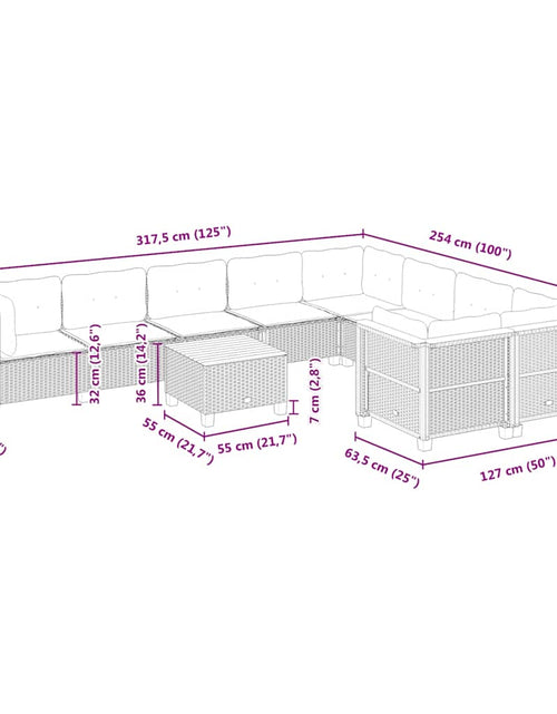 Загрузите изображение в средство просмотра галереи, Set canapele de grădină cu perne, 10 piese, bej, poliratan
