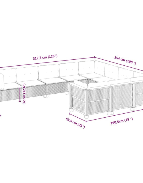 Încărcați imaginea în vizualizatorul Galerie, Set canapele de grădină cu perne, 10 piese, bej, poliratan
