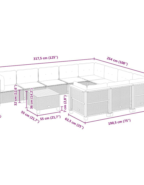 Încărcați imaginea în vizualizatorul Galerie, Set canapele de grădină cu perne, 11 piese, bej, poliratan
