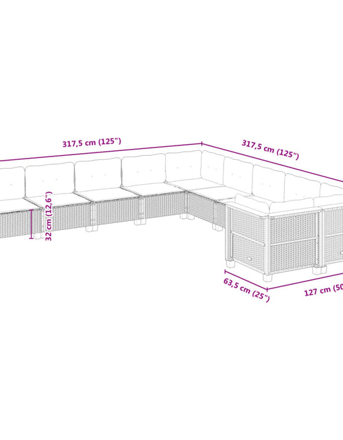 Загрузите изображение в средство просмотра галереи, Set canapele de grădină cu perne, 10 piese, bej, poliratan
