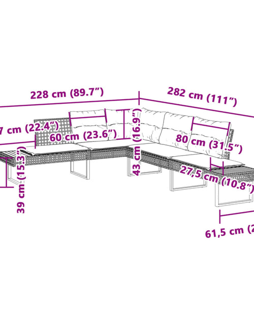 Încărcați imaginea în vizualizatorul Galerie, Set canapea grădină 2 piese perne negru poliratan/lemn acacia
