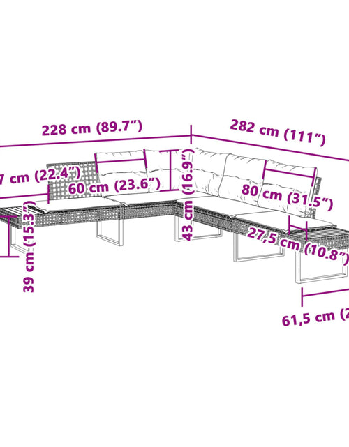 Încărcați imaginea în vizualizatorul Galerie, Set canapea de grădină cu perne, 2 piese, poliratan/lemn acacia
