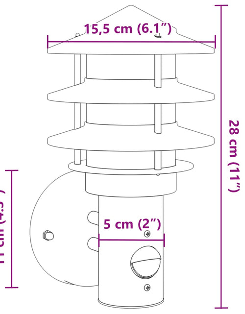 Загрузите изображение в средство просмотра галереи, Lămpi exterioare de perete cu senzori, 2 buc., negru, oțel inox
