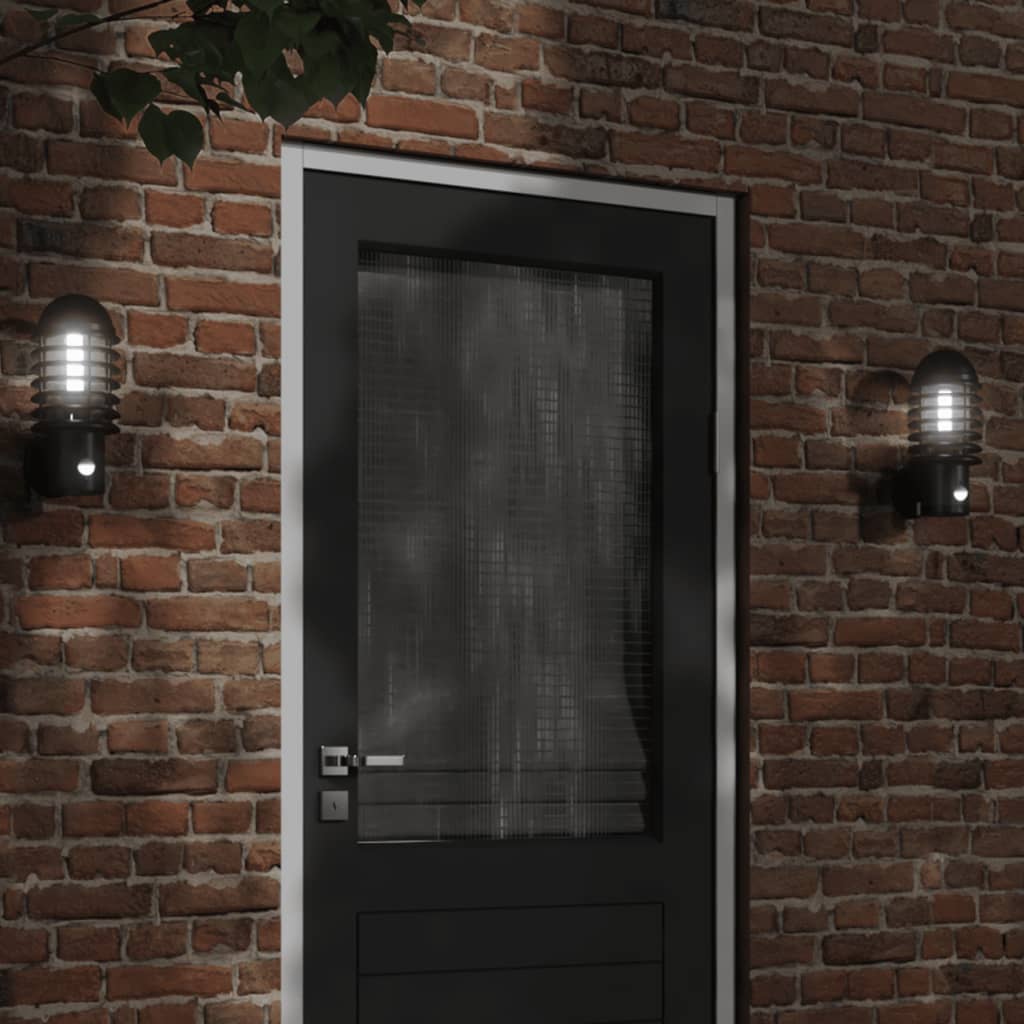 Lampă exterioară de perete cu senzor, negru, oțel inoxidabil