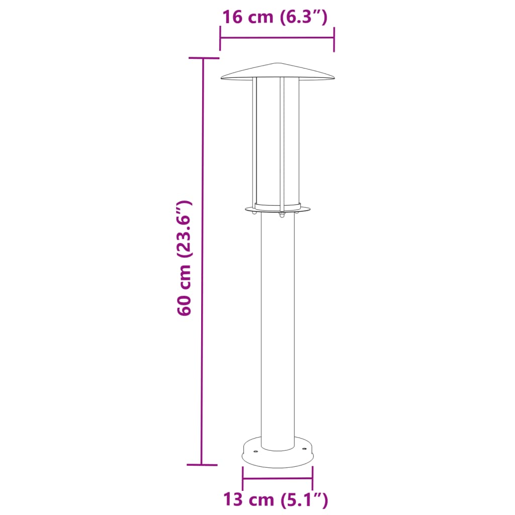 Lămpi de podea de exterior 3 buc. negru 60 cm oțel inoxidabil