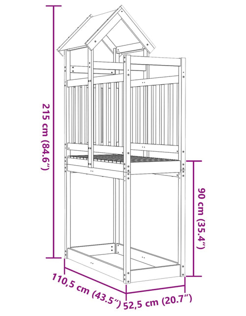 Încărcați imaginea în vizualizatorul Galerie, Turn de joacă, 110,5x52,5x215 cm, lemn masiv de pin
