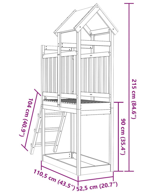 Загрузите изображение в средство просмотра галереи, Turn joacă cu scară, 110,5x52,5x215 cm, lemn masiv pin
