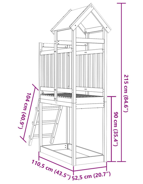 Încărcați imaginea în vizualizatorul Galerie, Turn de joacă cu scară, 110,5x52,5x215cm, lemn de pin impregnat
