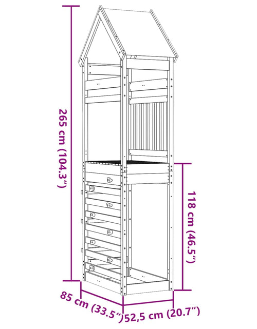 Încărcați imaginea în vizualizatorul Galerie, Turn joacă cu perete cățărare, 85x52,5x265 cm, lemn pin tratat
