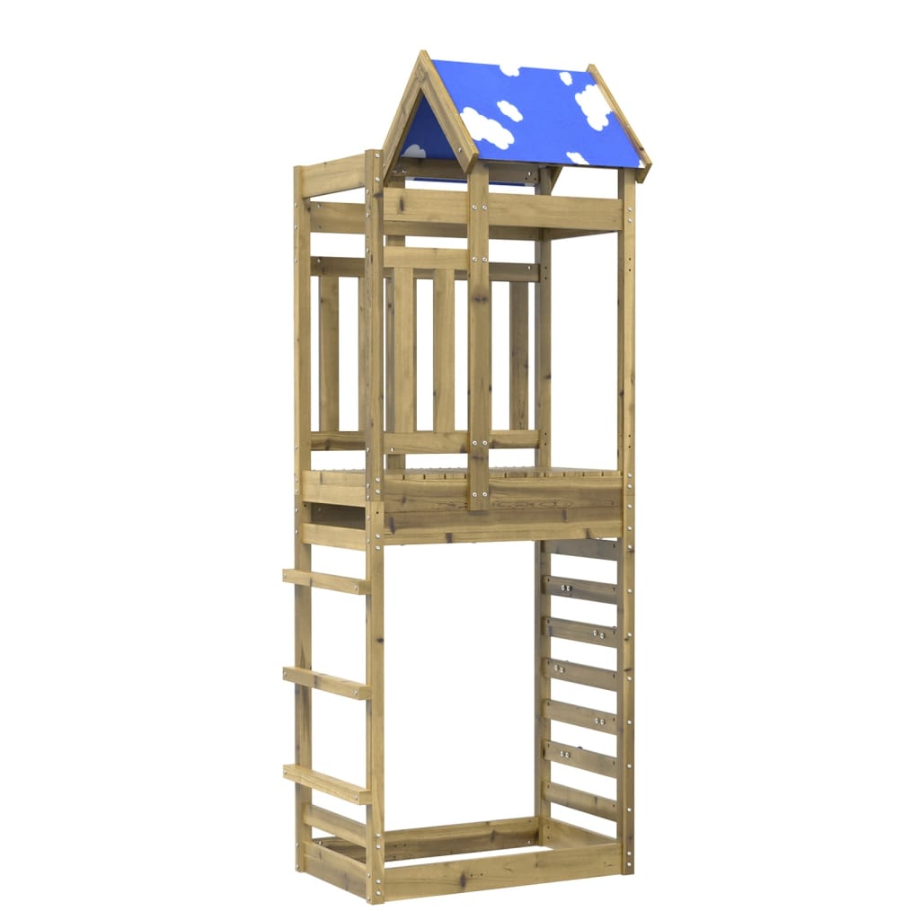 Turn joacă cu perete cățărare, 85x52,5x239 cm, lemn pin tratat