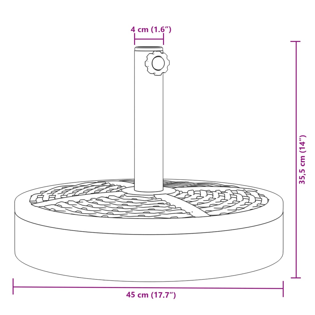 Suport umbrelă pentru stâlpi Ø38 / 48 mm, 25 kg, rotund