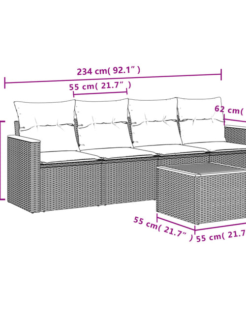 Încărcați imaginea în vizualizatorul Galerie, Set canapele de grădină cu perne, 5 piese, bej, poliratan
