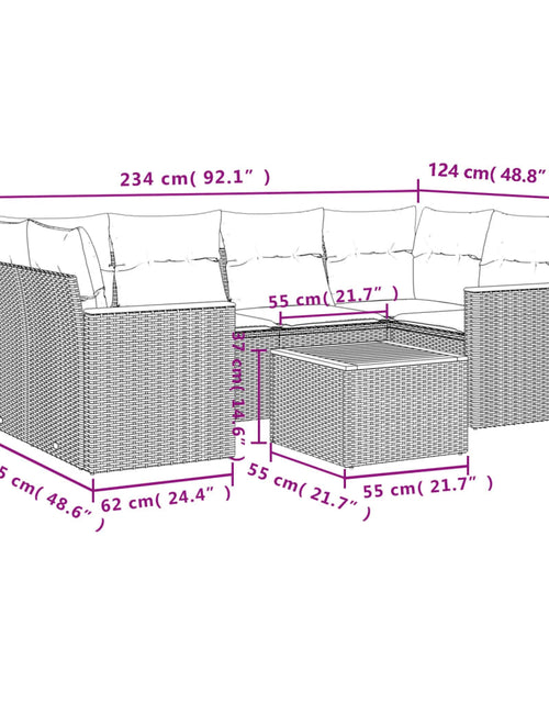 Загрузите изображение в средство просмотра галереи, Set canapele de grădină, 7 piese, cu perne, bej, poliratan
