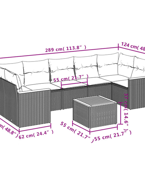 Încărcați imaginea în vizualizatorul Galerie, Set canapele de grădină, 8 piese, cu perne, bej, poliratan

