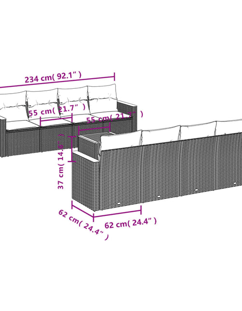 Загрузите изображение в средство просмотра галереи, Set canapele de grădină, 9 piese, cu perne, bej, poliratan
