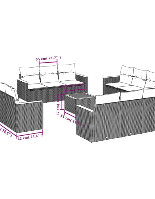Загрузите изображение в средство просмотра галереи, Set canapele de grădină, 13 piese, cu perne, bej, poliratan
