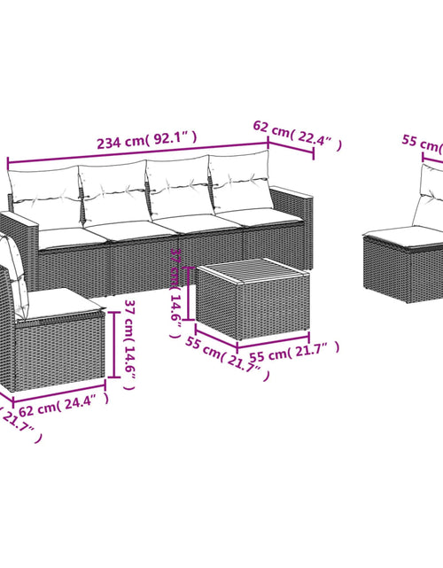 Загрузите изображение в средство просмотра галереи, Set canapele de grădină, 7 piese, cu perne, bej, poliratan
