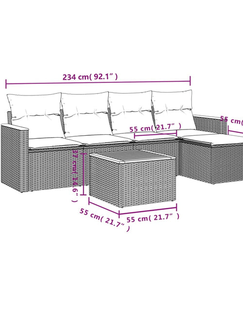 Încărcați imaginea în vizualizatorul Galerie, Set mobilier grădină cu perne, 6 piese, gri, poliratan
