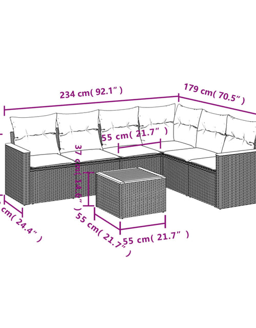 Загрузите изображение в средство просмотра галереи, Set canapele de grădină, 7 piese, cu perne, bej, poliratan
