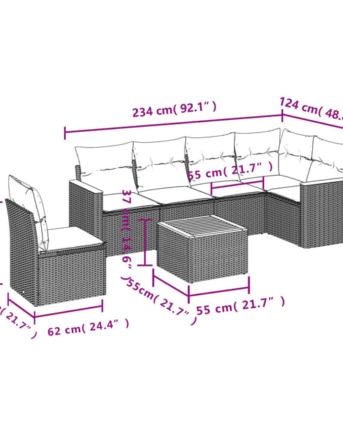 Încărcați imaginea în vizualizatorul Galerie, Set canapele de grădină, 7 piese, cu perne, bej, poliratan
