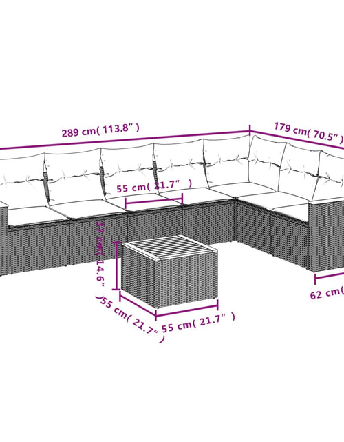 Încărcați imaginea în vizualizatorul Galerie, Set canapele de grădină, 8 piese, cu perne, bej, poliratan
