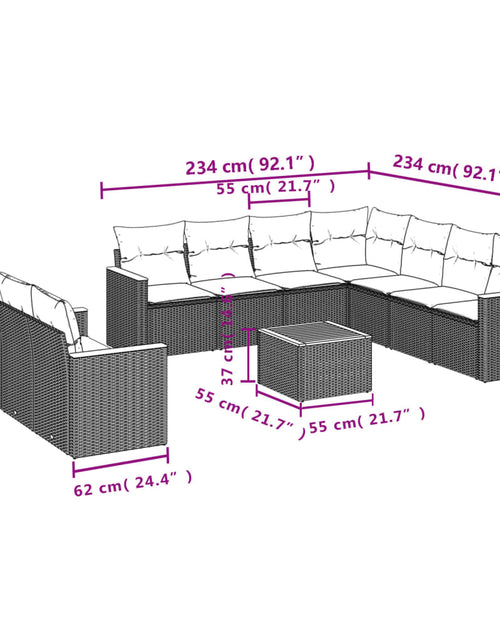 Încărcați imaginea în vizualizatorul Galerie, Set canapele de grădină cu perne, 10 piese, bej, poliratan
