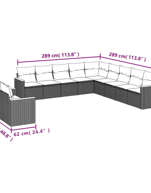 Загрузите изображение в средство просмотра галереи, Set canapele de grădină cu perne, 11 piese, bej, poliratan
