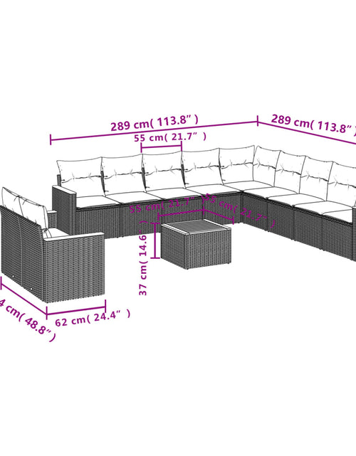 Загрузите изображение в средство просмотра галереи, Set canapele de grădină cu perne, 12 piese, bej, poliratan
