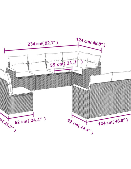 Загрузите изображение в средство просмотра галереи, Set canapele de grădină, 8 piese, cu perne, bej, poliratan
