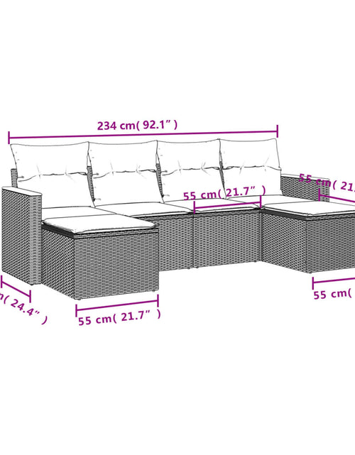 Загрузите изображение в средство просмотра галереи, Set canapele de grădină cu perne, 6 piese, bej, poliratan
