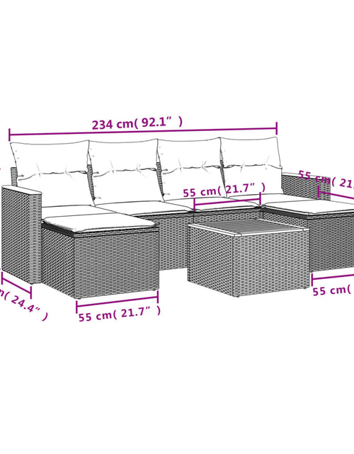 Загрузите изображение в средство просмотра галереи, Set canapele de grădină, 7 piese, cu perne, bej, poliratan
