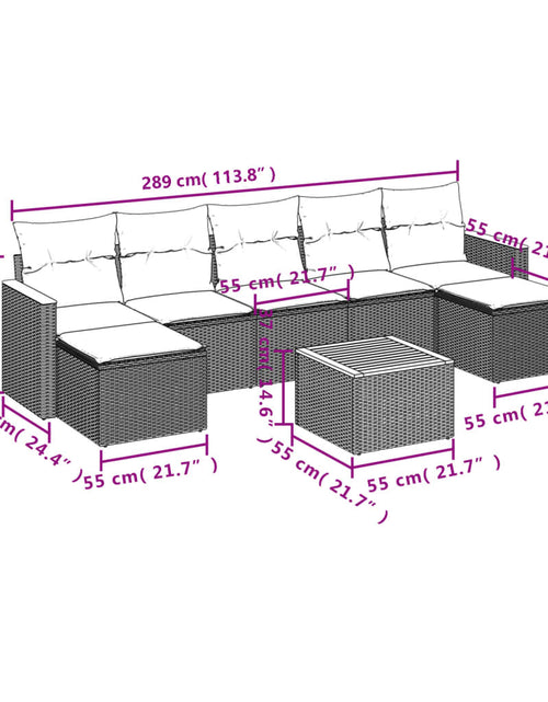 Încărcați imaginea în vizualizatorul Galerie, Set canapele de grădină, 8 piese, cu perne, bej, poliratan
