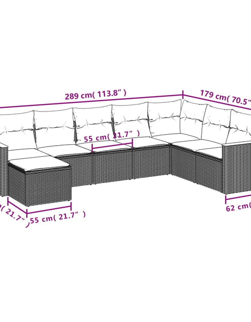 Загрузите изображение в средство просмотра галереи, Set mobilier de grădină cu perne, 8 piese, negru, poliratan
