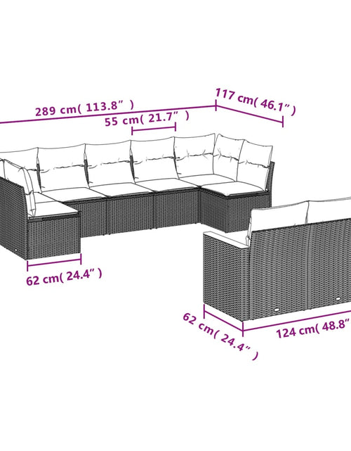 Загрузите изображение в средство просмотра галереи, Set canapele de grădină, 9 piese, cu perne, bej, poliratan
