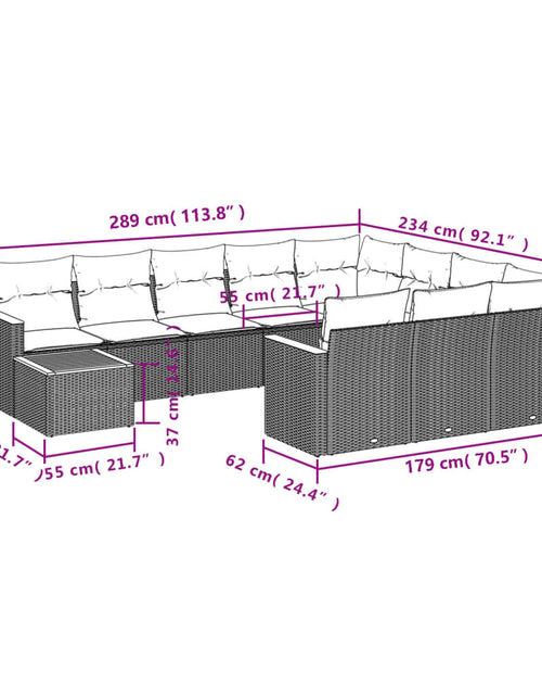 Загрузите изображение в средство просмотра галереи, Set canapele de grădină cu perne, 11 piese, bej, poliratan
