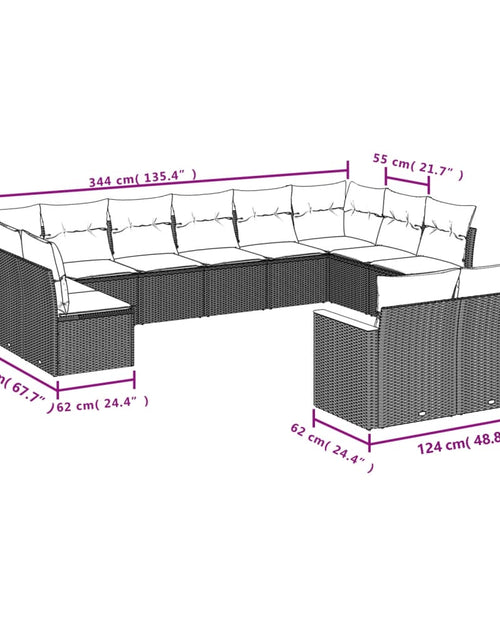 Загрузите изображение в средство просмотра галереи, Set canapele de grădină cu perne, 12 piese, bej, poliratan
