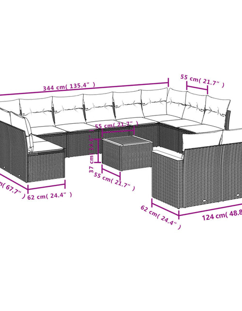 Загрузите изображение в средство просмотра галереи, Set canapele de grădină, 13 piese, cu perne, bej, poliratan
