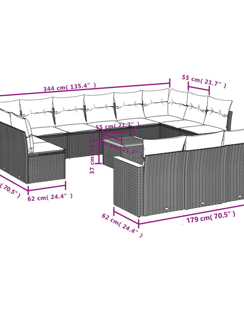 Загрузите изображение в средство просмотра галереи, Set canapele de grădină, 14 piese, cu perne, bej, poliratan
