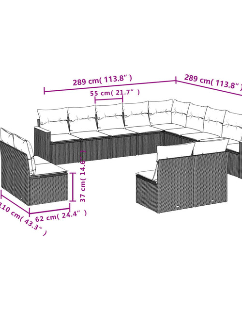 Загрузите изображение в средство просмотра галереи, Set canapele de grădină, 13 piese, cu perne, bej, poliratan
