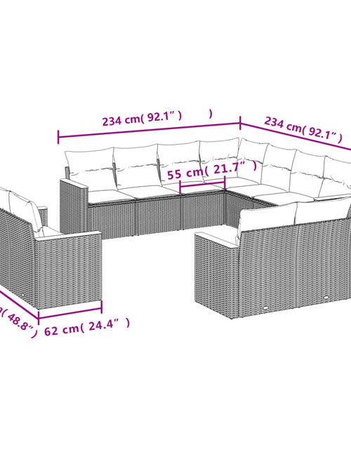 Загрузите изображение в средство просмотра галереи, Set canapele de grădină cu perne, 11 piese, bej, poliratan
