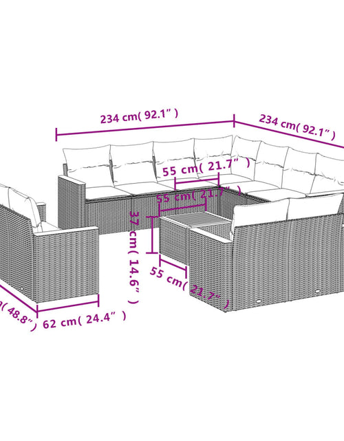 Загрузите изображение в средство просмотра галереи, Set canapele de grădină cu perne, 12 piese, bej, poliratan
