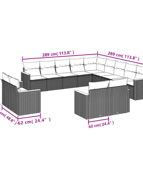 Загрузите изображение в средство просмотра галереи, Set canapele de grădină, 13 piese, cu perne, bej, poliratan
