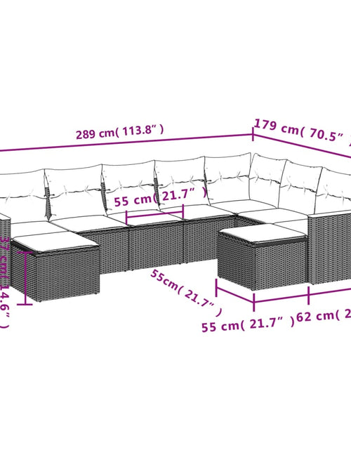 Загрузите изображение в средство просмотра галереи, Set canapele de grădină, 9 piese, cu perne, bej, poliratan
