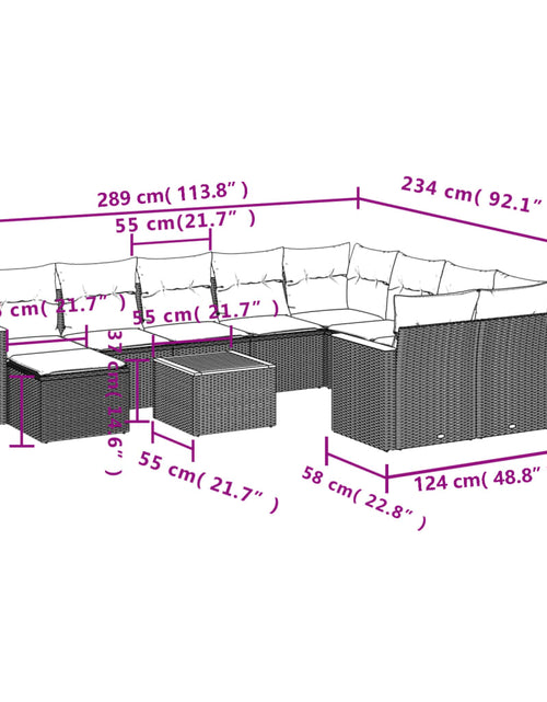 Загрузите изображение в средство просмотра галереи, Set canapele de grădină cu perne, 11 piese, bej, poliratan
