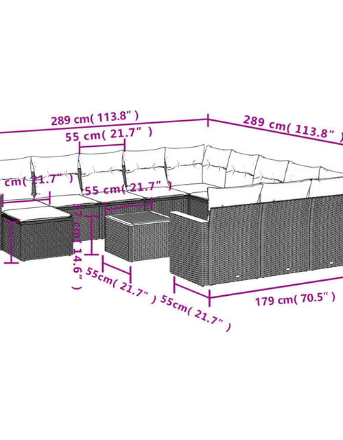 Загрузите изображение в средство просмотра галереи, Set canapele de grădină, 13 piese, cu perne, bej, poliratan
