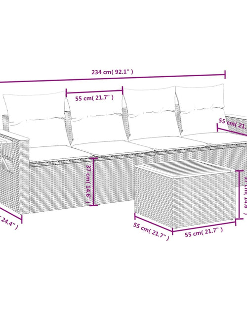 Загрузите изображение в средство просмотра галереи, Set canapele de grădină cu perne, 5 piese, bej, poliratan
