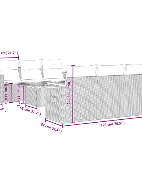 Încărcați imaginea în vizualizatorul Galerie, Set canapele de grădină, 7 piese, cu perne, bej, poliratan
