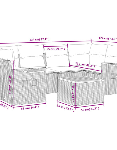 Загрузите изображение в средство просмотра галереи, Set canapele de grădină, 7 piese, cu perne, bej, poliratan
